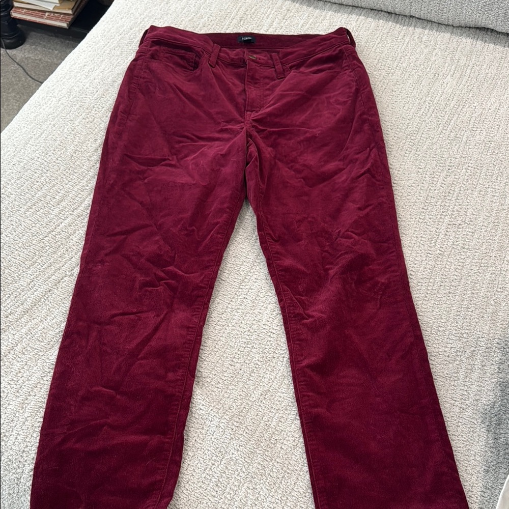 J. Crew Red Corduroy Pants Straight-Leg Design
